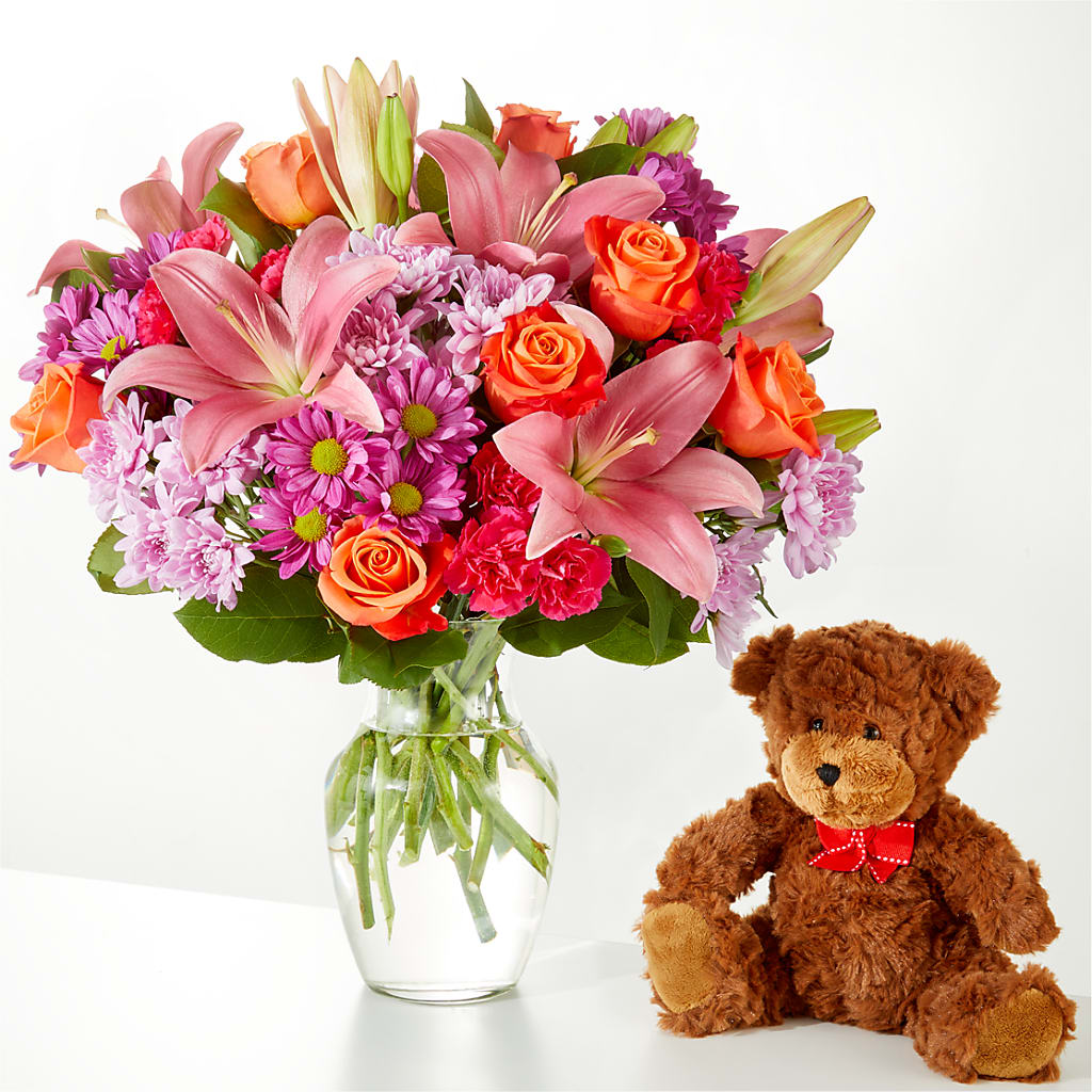 One and Only Bouquet and Bear Bundle – GARRISON DESIGNS FLORIST & INTERIORS, Huntington WV