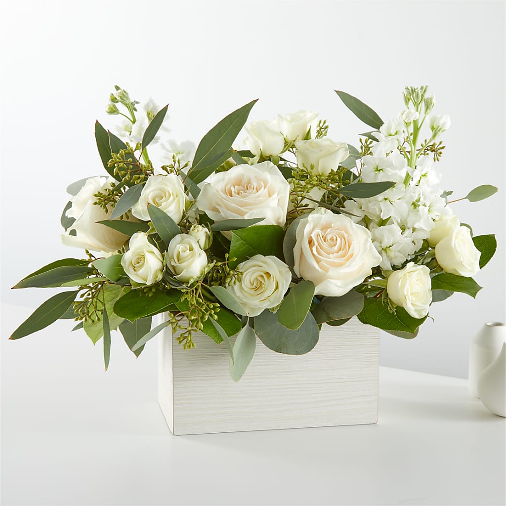 Fresh Linen Box Bouquet – GARRISON DESIGNS FLORIST & INTERIORS, Huntington WV