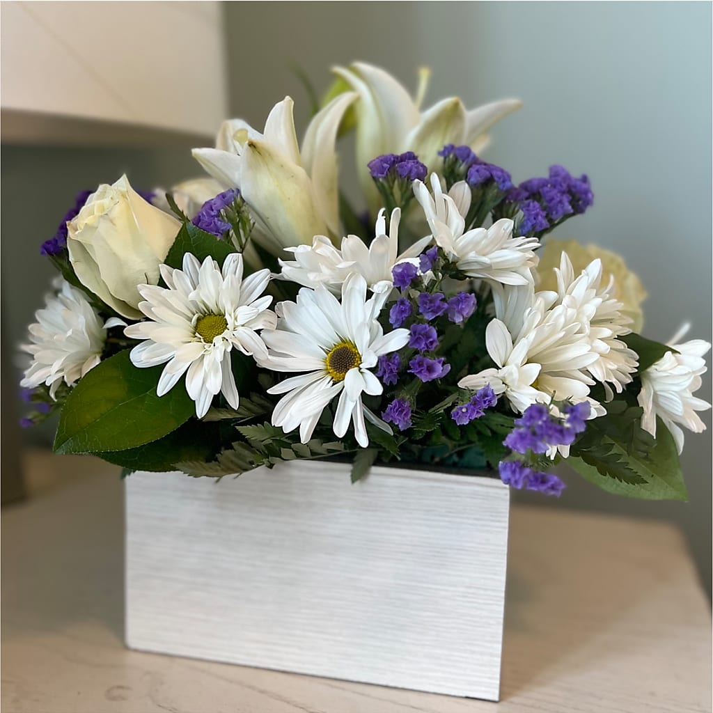Beyond Blue Box Bouquet – GARRISON DESIGNS FLORIST & INTERIORS, Huntington WV