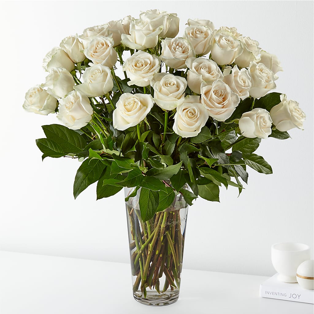 Long Stem White Rose Bouquet – GARRISON DESIGNS FLORIST & INTERIORS, Huntington WV