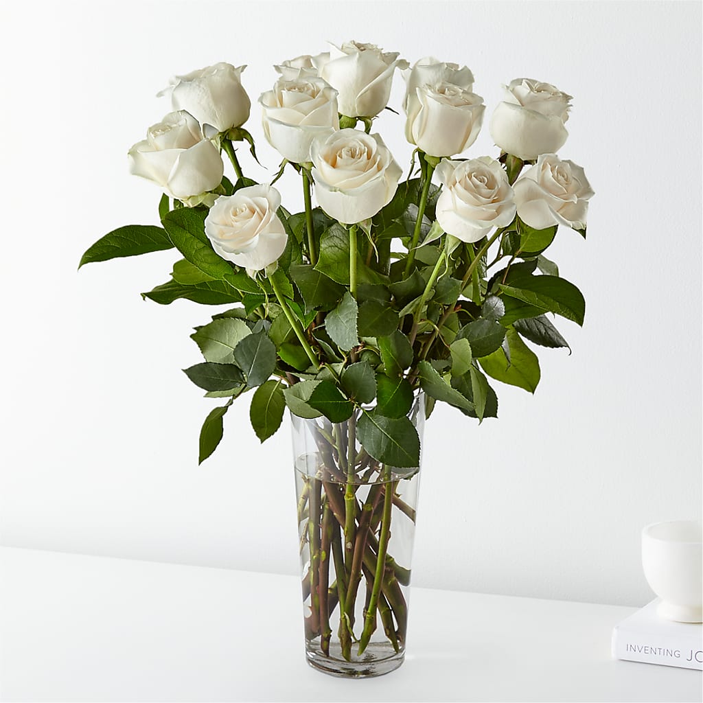 Long Stem White Rose Bouquet – GARRISON DESIGNS FLORIST & INTERIORS, Huntington WV
