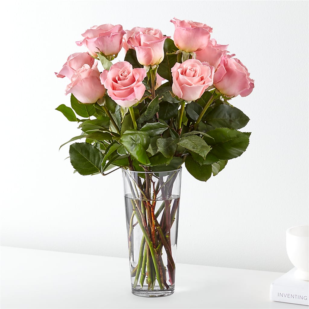Long Stem Pink Rose Bouquet – GARRISON DESIGNS FLORIST & INTERIORS, Huntington WV
