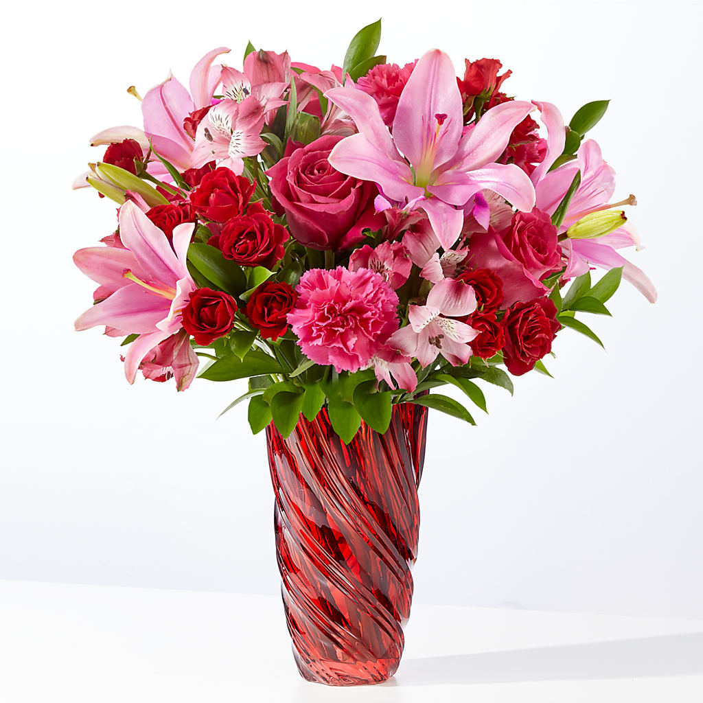In Love Bouquet with Luxe Swirl Vase – GARRISON DESIGNS FLORIST & INTERIORS, Huntington WV