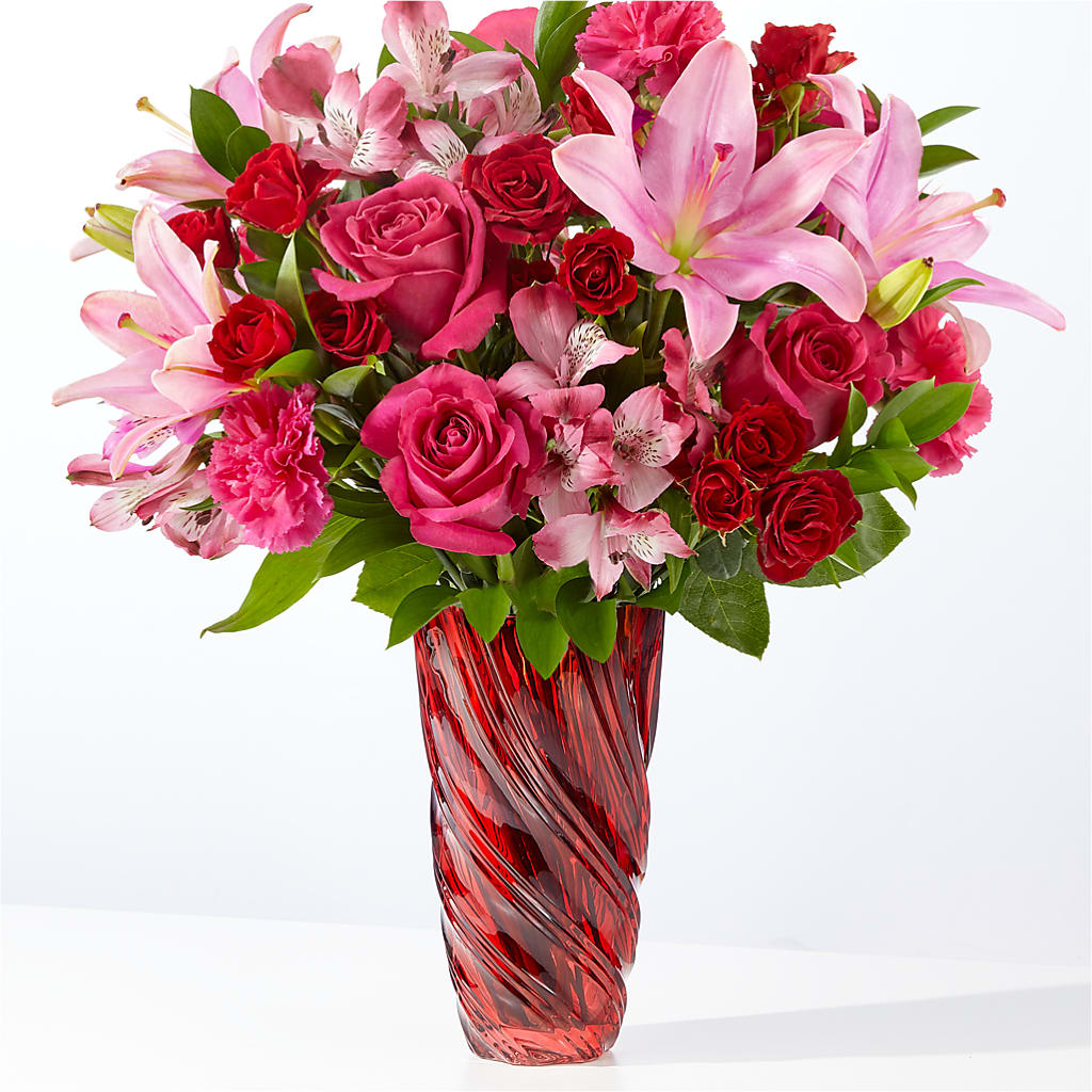 In Love Bouquet with Luxe Swirl Vase – GARRISON DESIGNS FLORIST & INTERIORS, Huntington WV