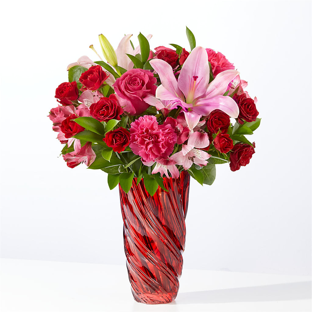 In Love Bouquet with Luxe Swirl Vase – GARRISON DESIGNS FLORIST & INTERIORS, Huntington WV