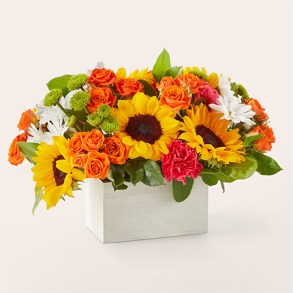 Sun-drenched Blooms Box Bouquet – GARRISON DESIGNS FLORIST & INTERIORS, Huntington WV