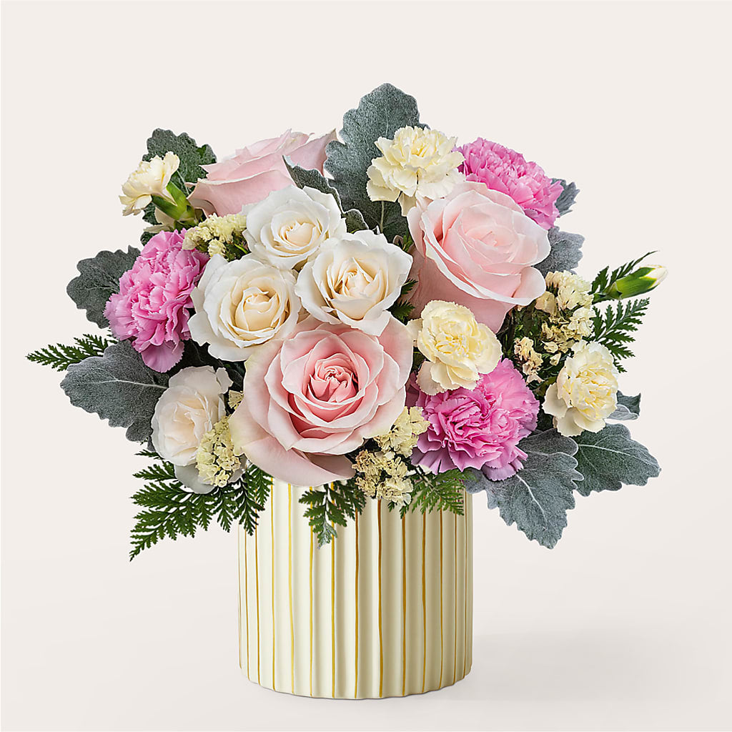 Blissful Moments Bouquet with Ivory Vase – GARRISON DESIGNS FLORIST & INTERIORS, Huntington WV