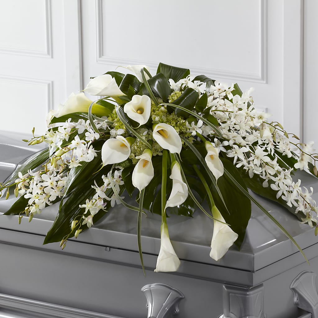 Angel Wings Casket Spray – GARRISON DESIGNS FLORIST & INTERIORS, Huntington WV