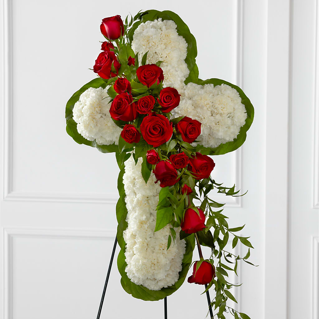 Floral Cross Easel – GARRISON DESIGNS FLORIST & INTERIORS, Huntington WV