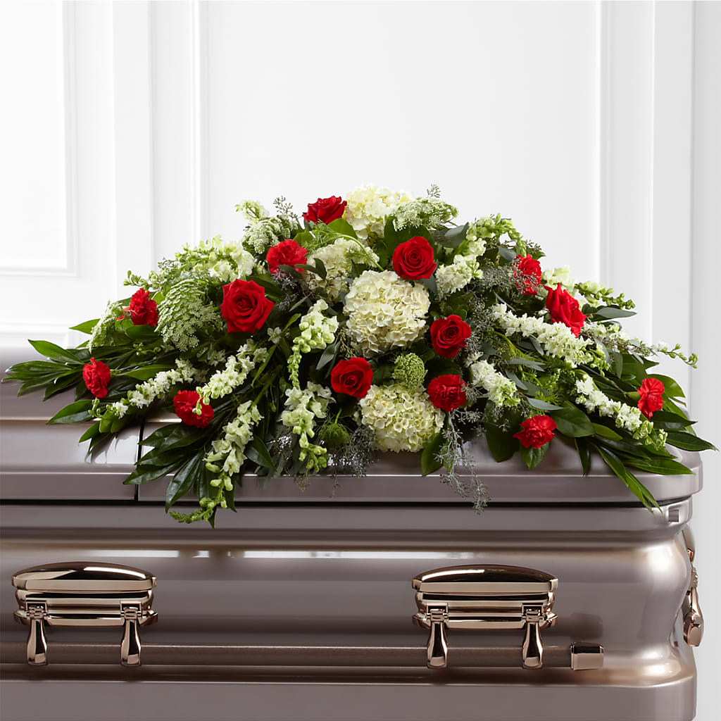 Sincerity Casket Spray – GARRISON DESIGNS FLORIST & INTERIORS, Huntington WV