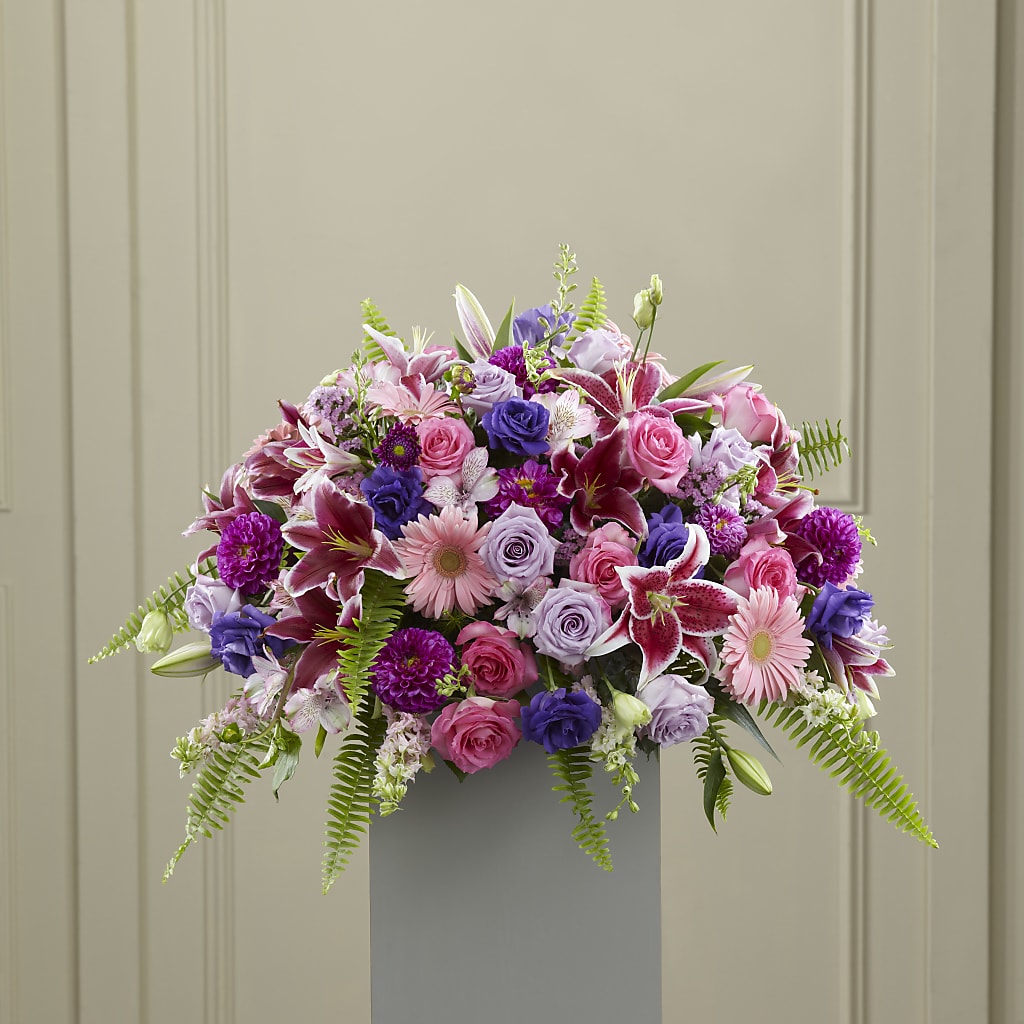 Fare Thee Well Pedestal – GARRISON DESIGNS FLORIST & INTERIORS, Huntington WV