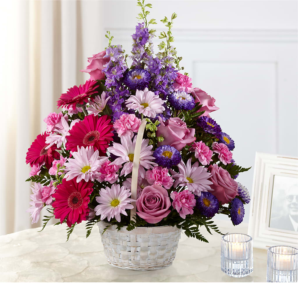 Pastel Peace Basket – GARRISON DESIGNS FLORIST & INTERIORS, Huntington WV