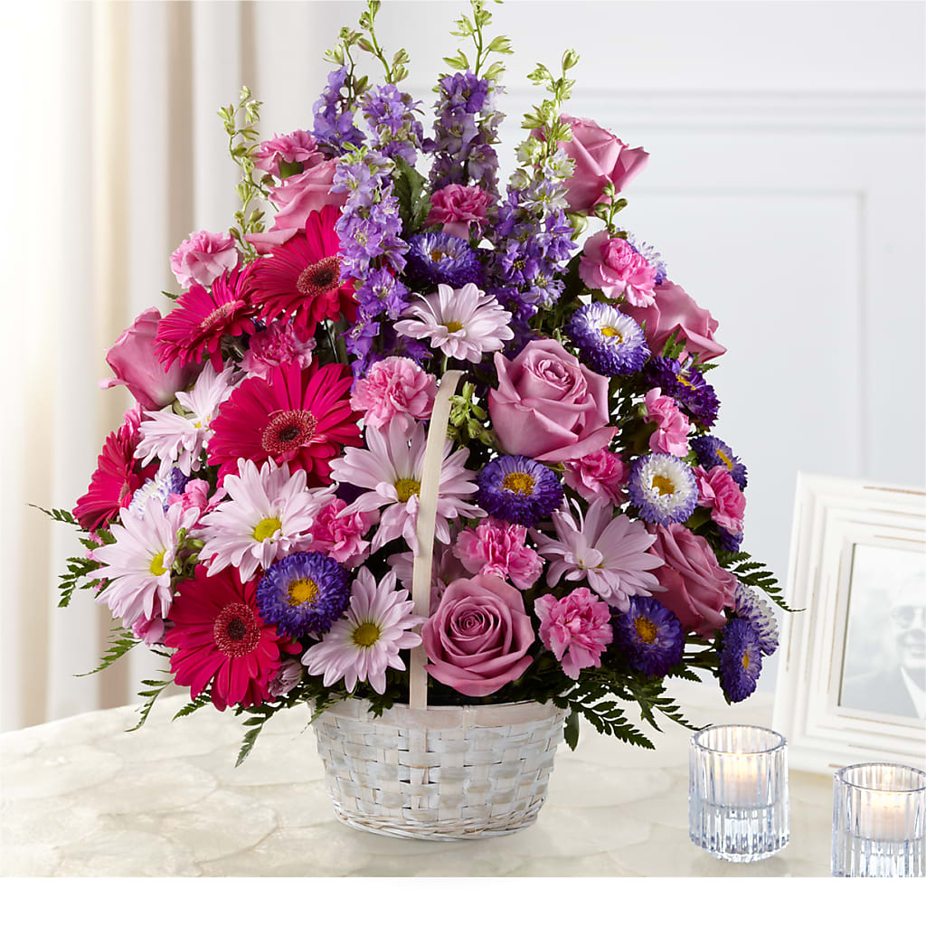 Pastel Peace Basket – GARRISON DESIGNS FLORIST & INTERIORS, Huntington WV