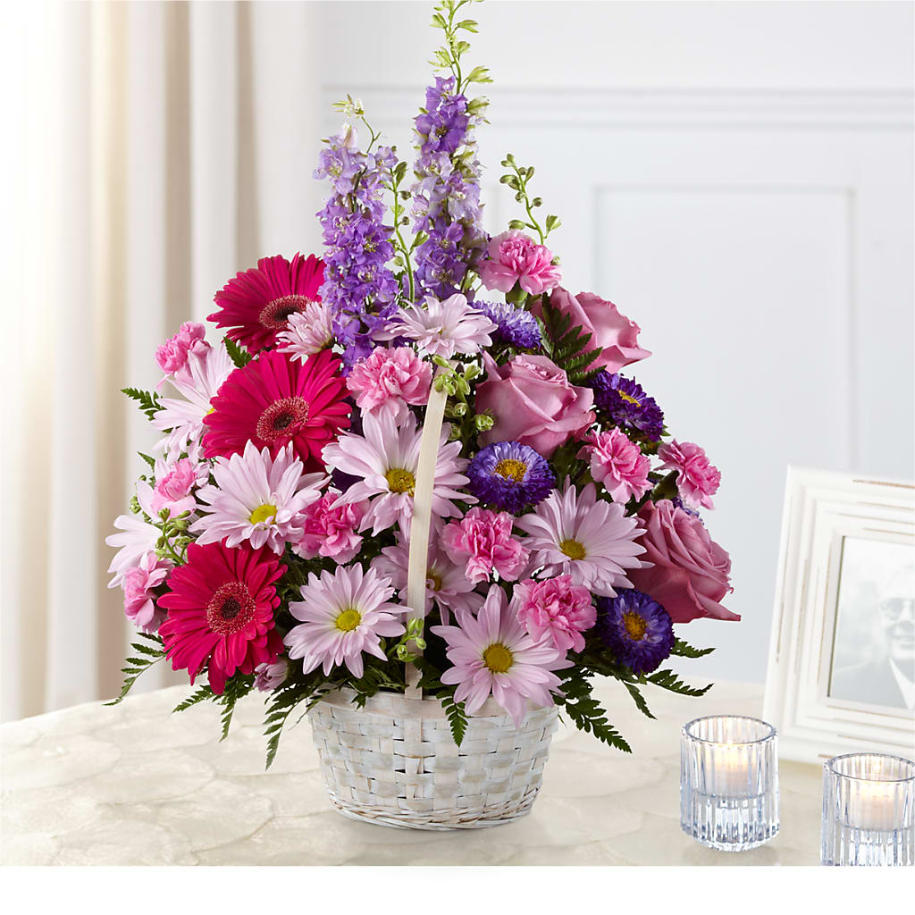 Pastel Peace Basket – GARRISON DESIGNS FLORIST & INTERIORS, Huntington WV