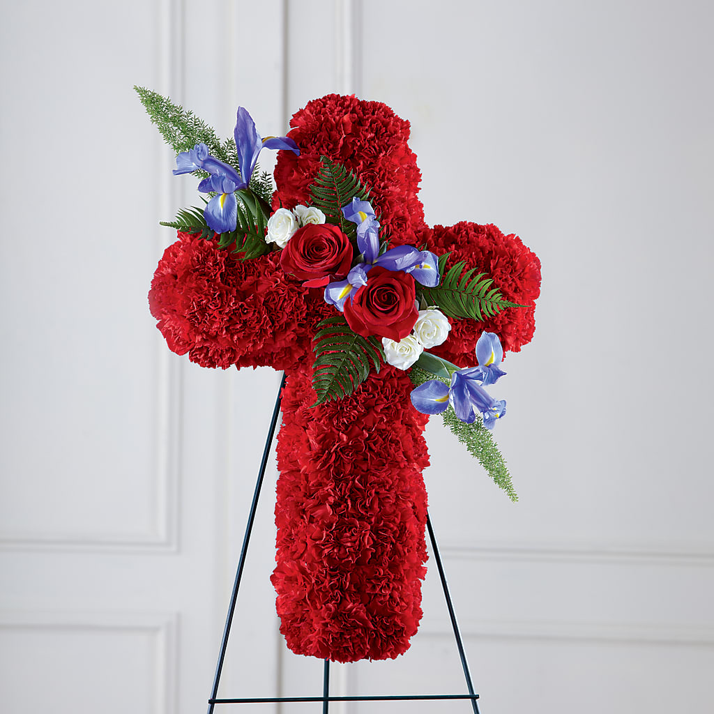 Faithful Hero Floral Cross – GARRISON DESIGNS FLORIST & INTERIORS, Huntington WV