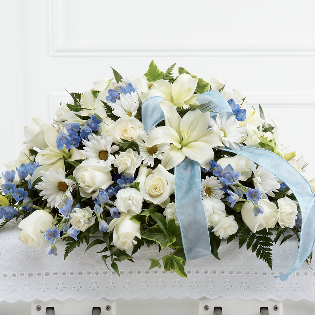 Tender Treasure Casket Spray – GARRISON DESIGNS FLORIST & INTERIORS, Huntington WV