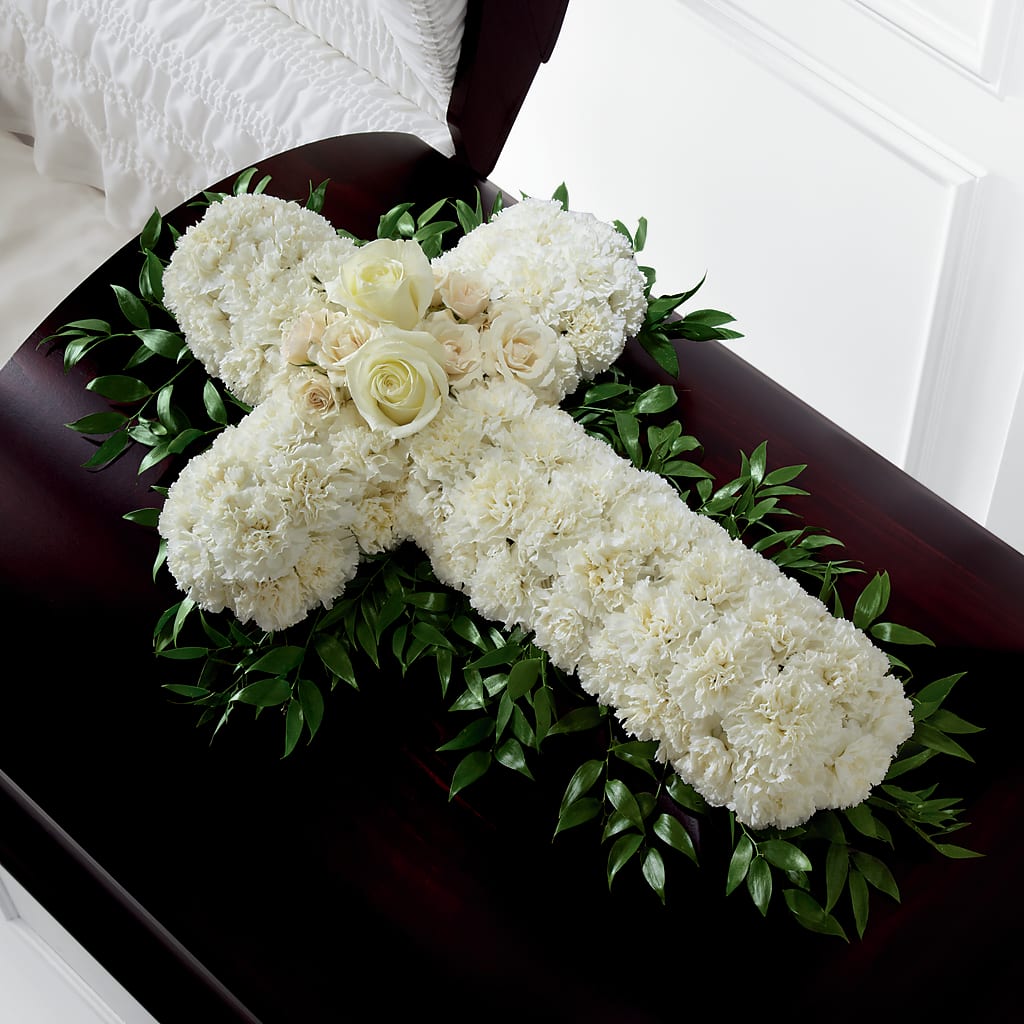 Peaceful Memories Casket Spray (Standard) – GARRISON DESIGNS FLORIST & INTERIORS, Huntington WV