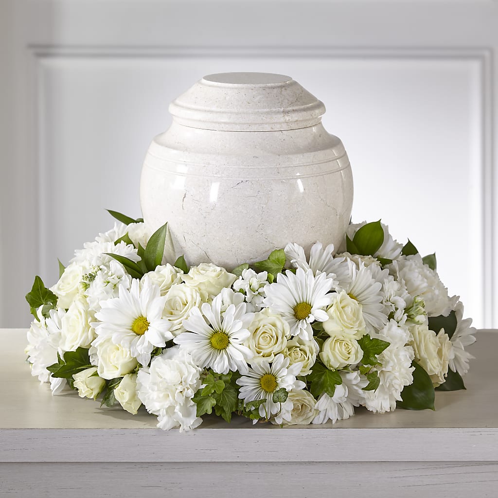 Ivory Gardens Cremation Adornment – GARRISON DESIGNS FLORIST & INTERIORS, Huntington WV
