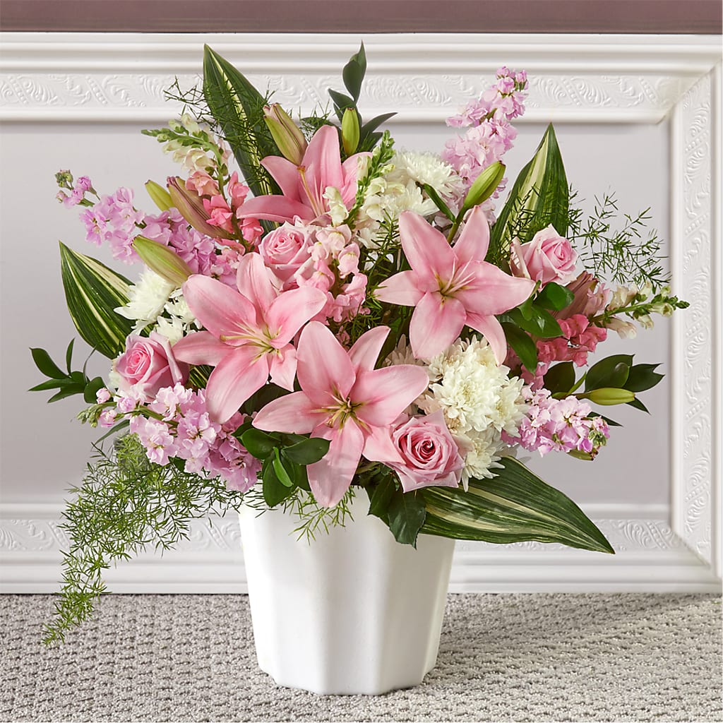 Simply Serene Floor Basket – GARRISON DESIGNS FLORIST & INTERIORS, Huntington WV