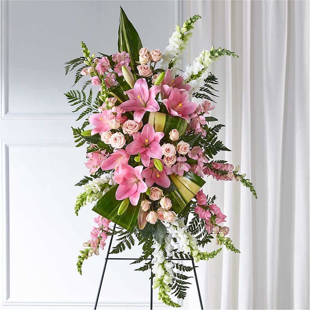 Elegant Embrace Standing Spray – GARRISON DESIGNS FLORIST & INTERIORS, Huntington WV