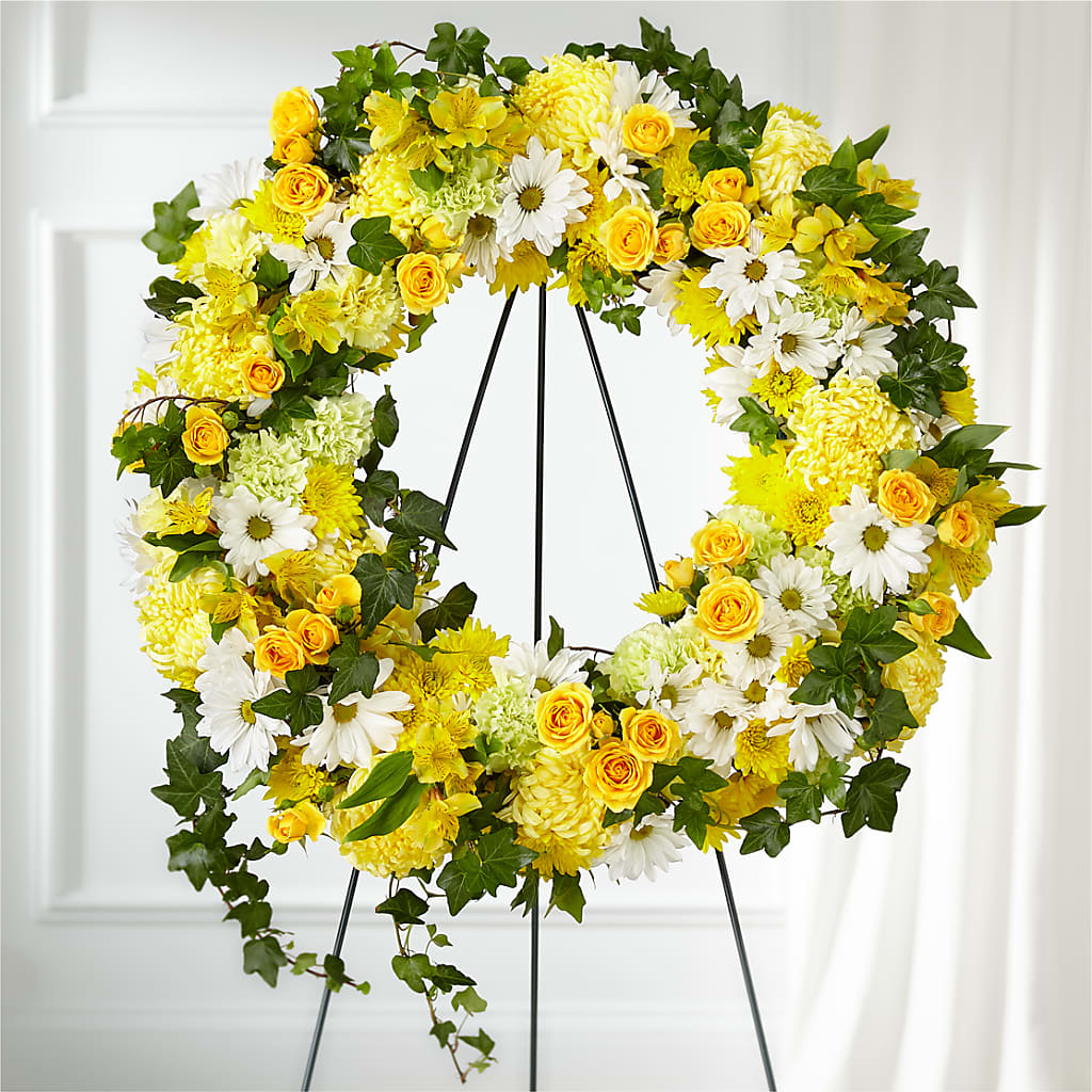 Golden Remembrance Wreath – GARRISON DESIGNS FLORIST & INTERIORS, Huntington WV
