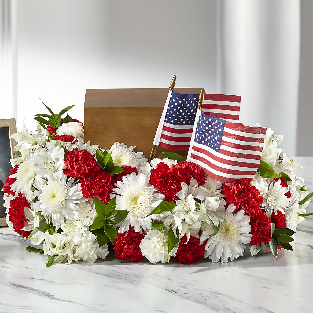 Spirit of Patriotism Cremation Adornment – GARRISON DESIGNS FLORIST & INTERIORS, Huntington WV