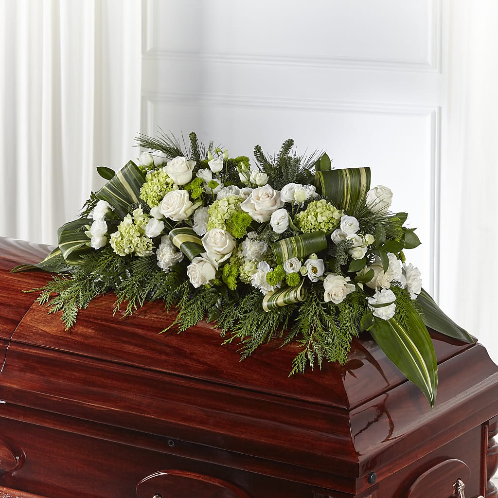 Hopeful Gesture Casket Spray – GARRISON DESIGNS FLORIST & INTERIORS, Huntington WV