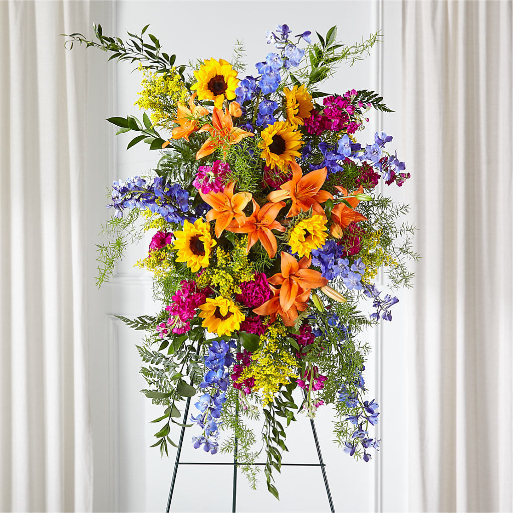 Sunlit Memories Standing Spray (Standard) – GARRISON DESIGNS FLORIST & INTERIORS, Huntington WV