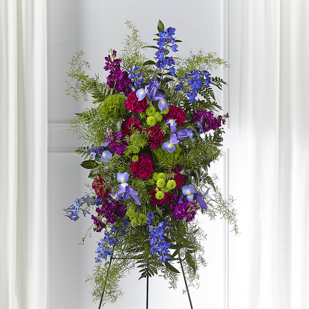 Heavenly Skies Standing Spray – GARRISON DESIGNS FLORIST & INTERIORS, Huntington WV