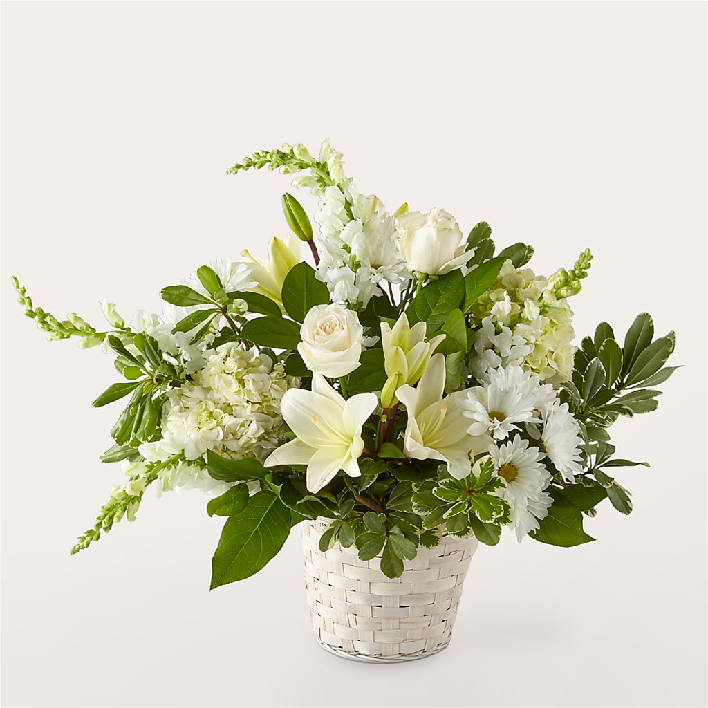 Ivory Elegance Floral Basket – GARRISON DESIGNS FLORIST & INTERIORS, Huntington WV