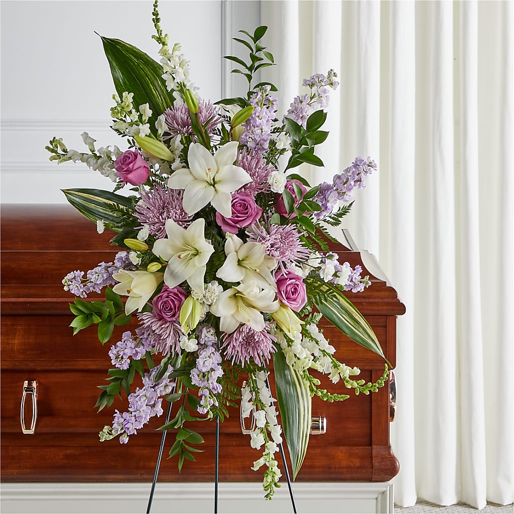 Grateful Hearts Standing Spray – GARRISON DESIGNS FLORIST & INTERIORS, Huntington WV