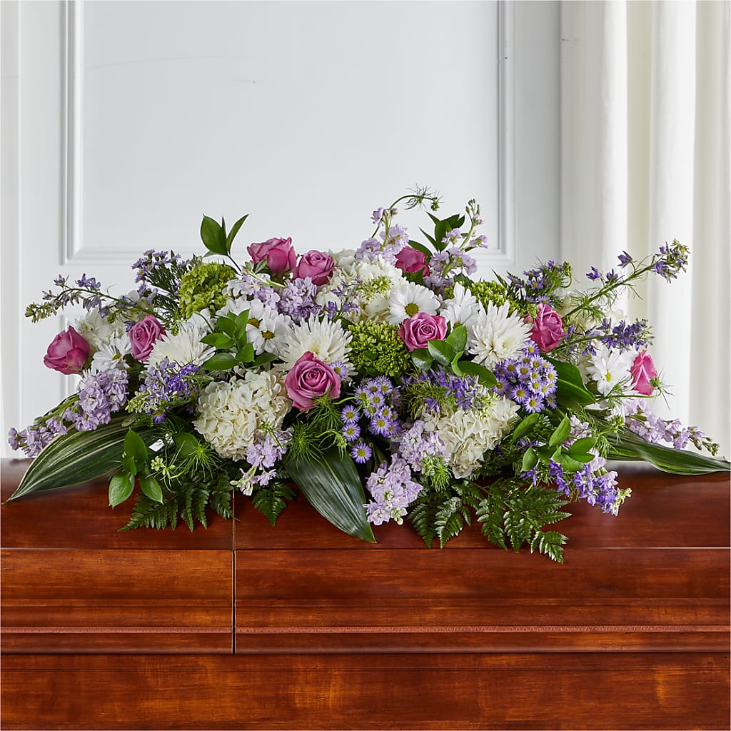 Meadows of Serenity Casket Spray – GARRISON DESIGNS FLORIST & INTERIORS, Huntington WV