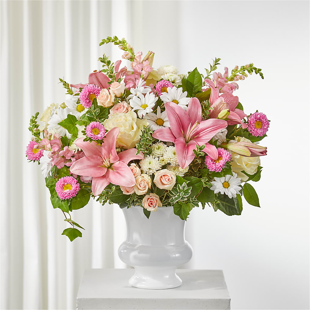 Empathetic Blooms Urn Arrangement – GARRISON DESIGNS FLORIST & INTERIORS, Huntington WV