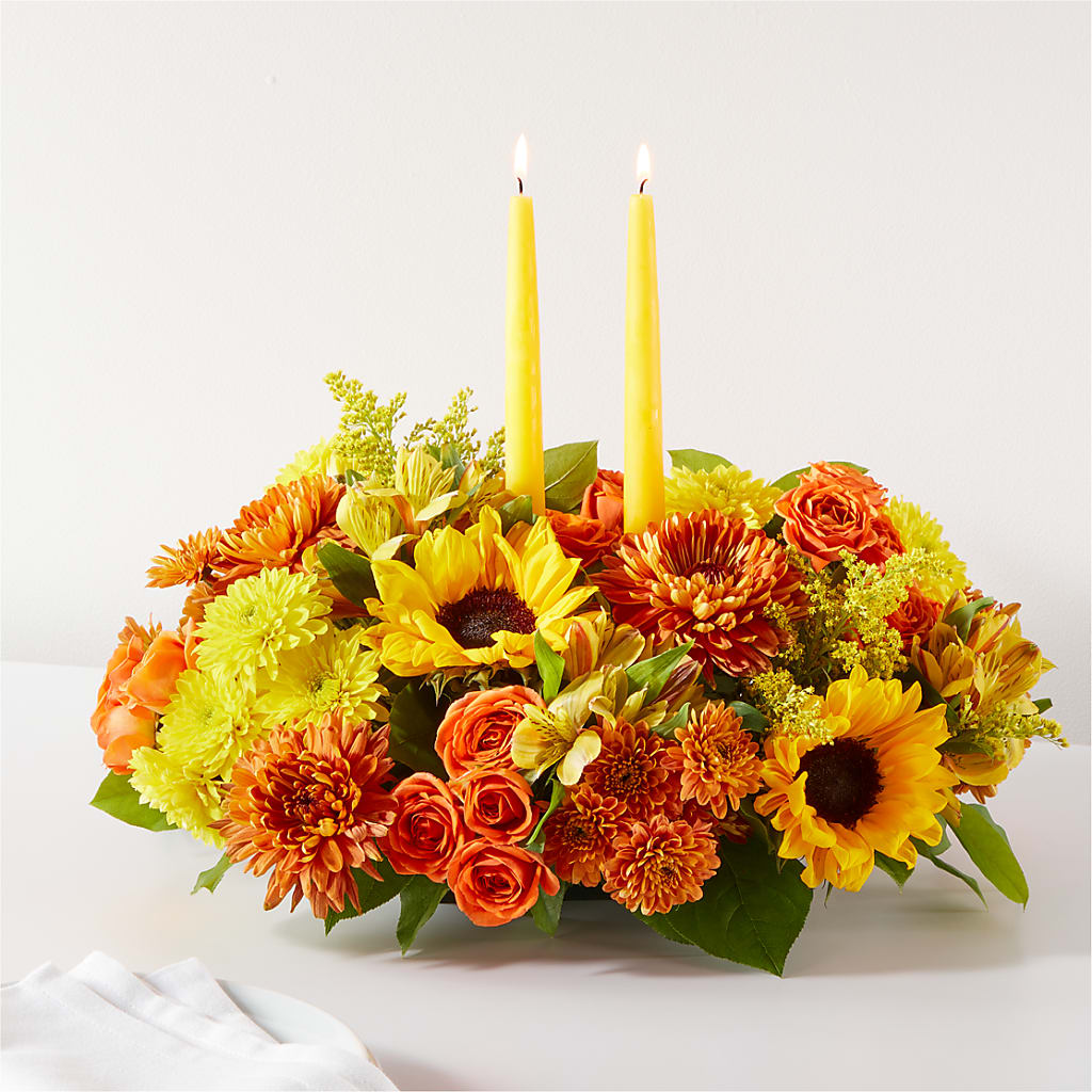 Autumn Harmony Centerpiece – GARRISON DESIGNS FLORIST & INTERIORS, Huntington WV