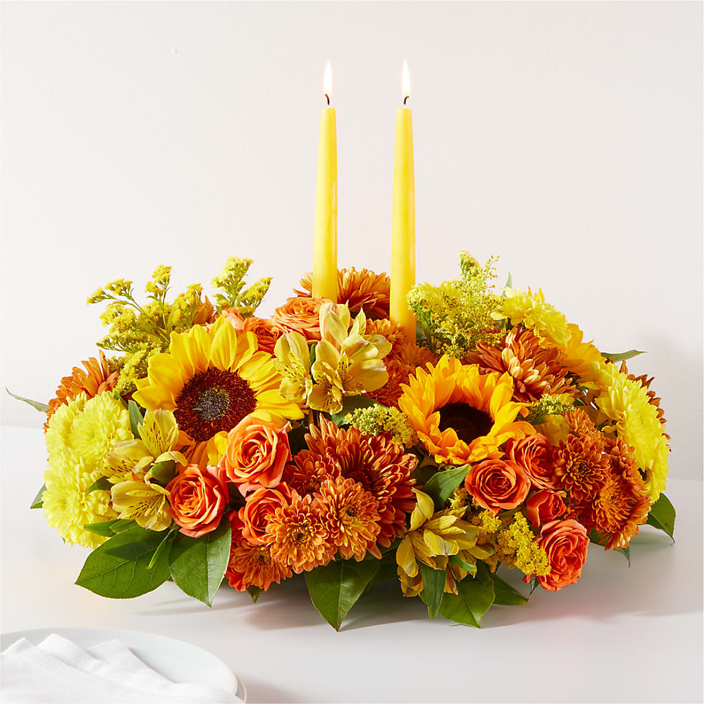 Autumn Harmony Centerpiece – GARRISON DESIGNS FLORIST & INTERIORS, Huntington WV