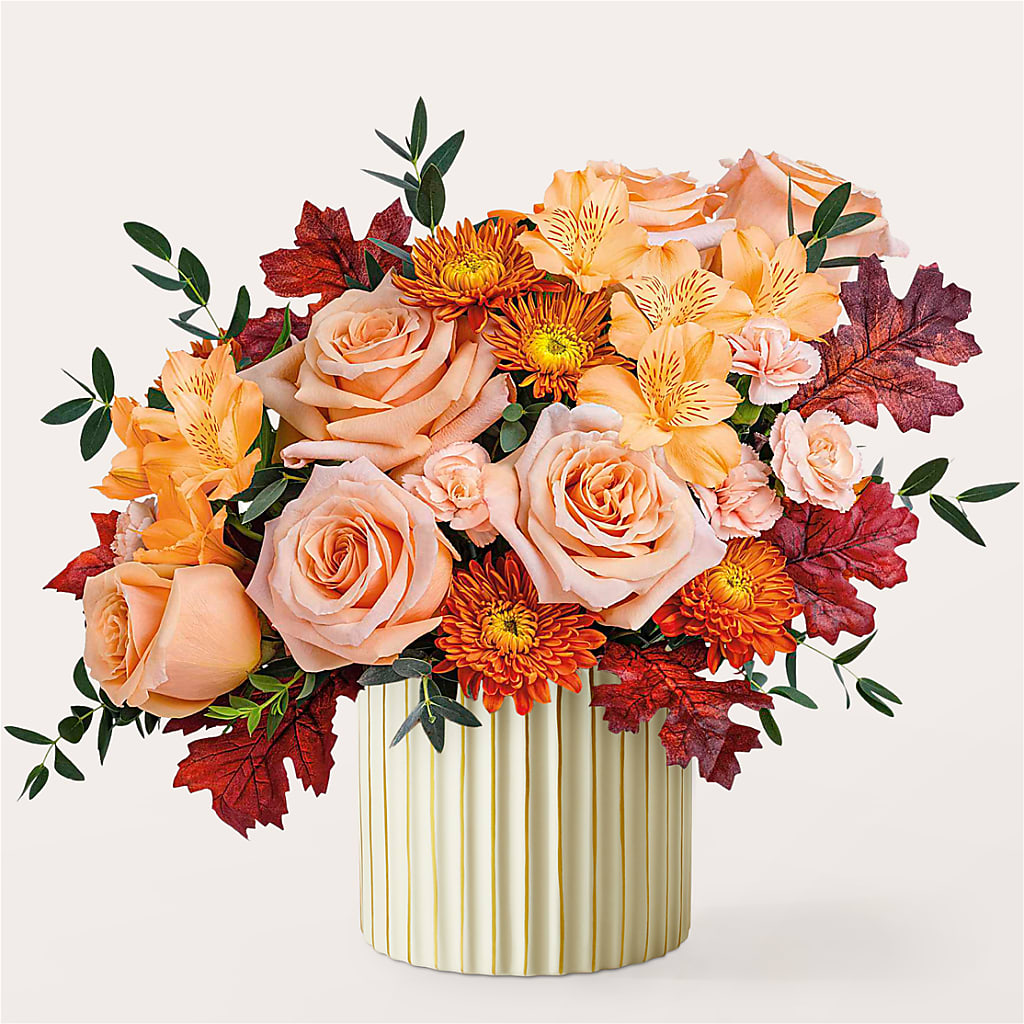 Spiced Latte Bouquet with Ivory Vase – GARRISON DESIGNS FLORIST & INTERIORS, Huntington WV