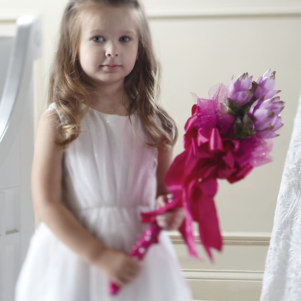 Sparkle Pink Flower Girl Bouquet – GARRISON DESIGNS FLORIST & INTERIORS, Huntington WV