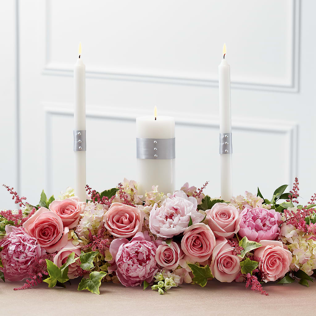 Worldwide Romance Unity Candle Arrangement – GARRISON DESIGNS FLORIST & INTERIORS, Huntington WV