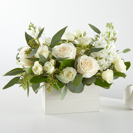 Fresh Linen Box Bouquet – GARRISON DESIGNS FLORIST & INTERIORS, Huntington WV