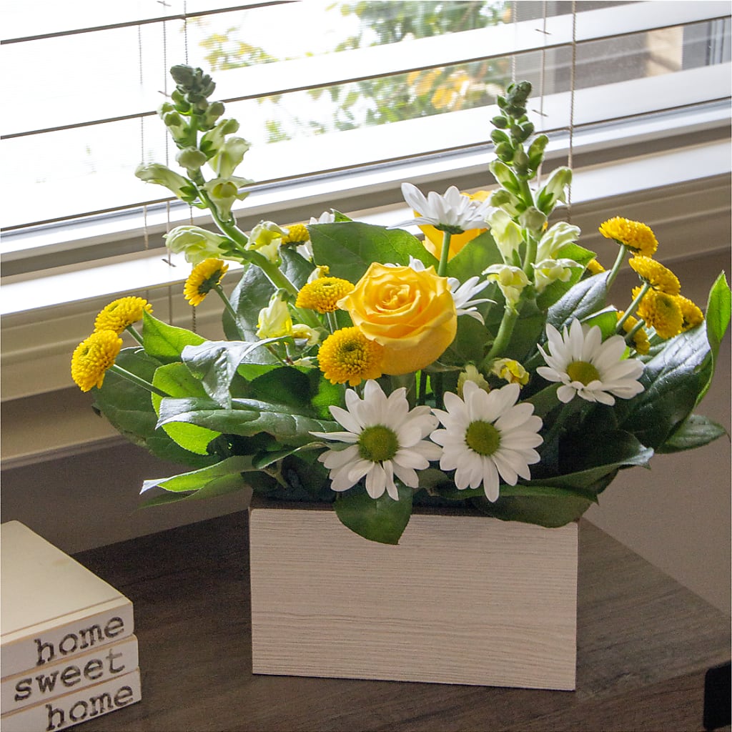 Sun Salutation Box Bouquet – GARRISON DESIGNS FLORIST & INTERIORS, Huntington WV