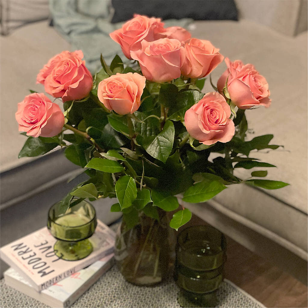 Long Stem Pink Rose Bouquet – GARRISON DESIGNS FLORIST & INTERIORS, Huntington WV