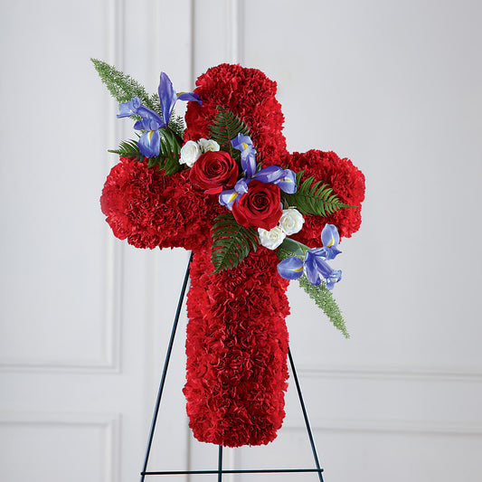 Faithful Hero Floral Cross – GARRISON DESIGNS FLORIST & INTERIORS, Huntington WV