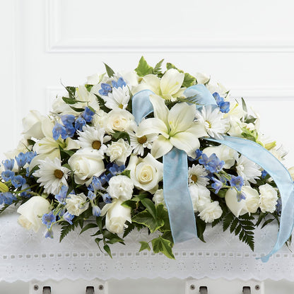 Tender Treasure Casket Spray – GARRISON DESIGNS FLORIST & INTERIORS, Huntington WV