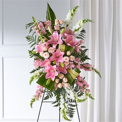 Elegant Embrace Standing Spray – GARRISON DESIGNS FLORIST & INTERIORS, Huntington WV