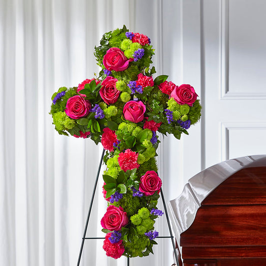 Tribute Rose Floral Cross – GARRISON DESIGNS FLORIST & INTERIORS, Huntington WV
