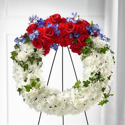 Patriotic Passion Wreath – GARRISON DESIGNS FLORIST & INTERIORS, Huntington WV