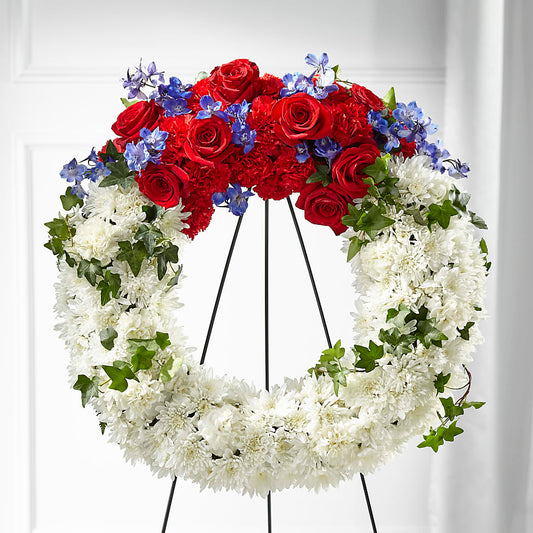 Patriotic Passion Wreath – GARRISON DESIGNS FLORIST & INTERIORS, Huntington WV