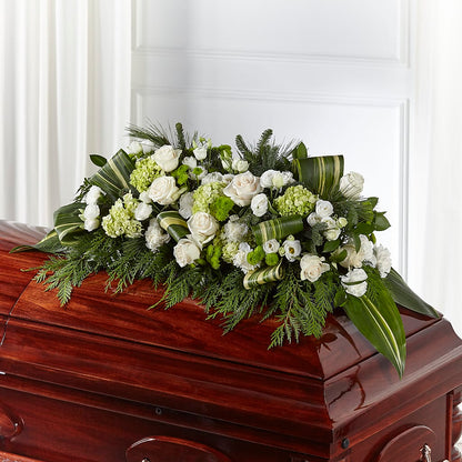 Hopeful Gesture Casket Spray – GARRISON DESIGNS FLORIST & INTERIORS, Huntington WV