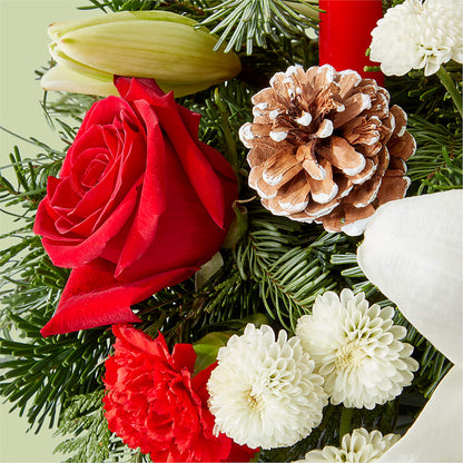Seasonal Festivities Centerpiece – GARRISON DESIGNS FLORIST & INTERIORS, Huntington WV