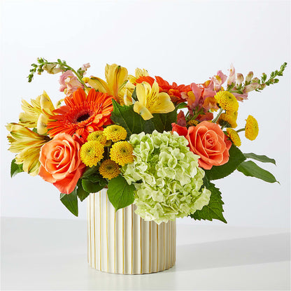 Autumn Sunshine Bouquet with Ivory Vase – GARRISON DESIGNS FLORIST & INTERIORS, Huntington WV